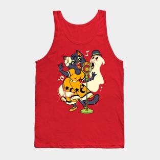 Halloween Black Cat & Ghost Singing Tank Top